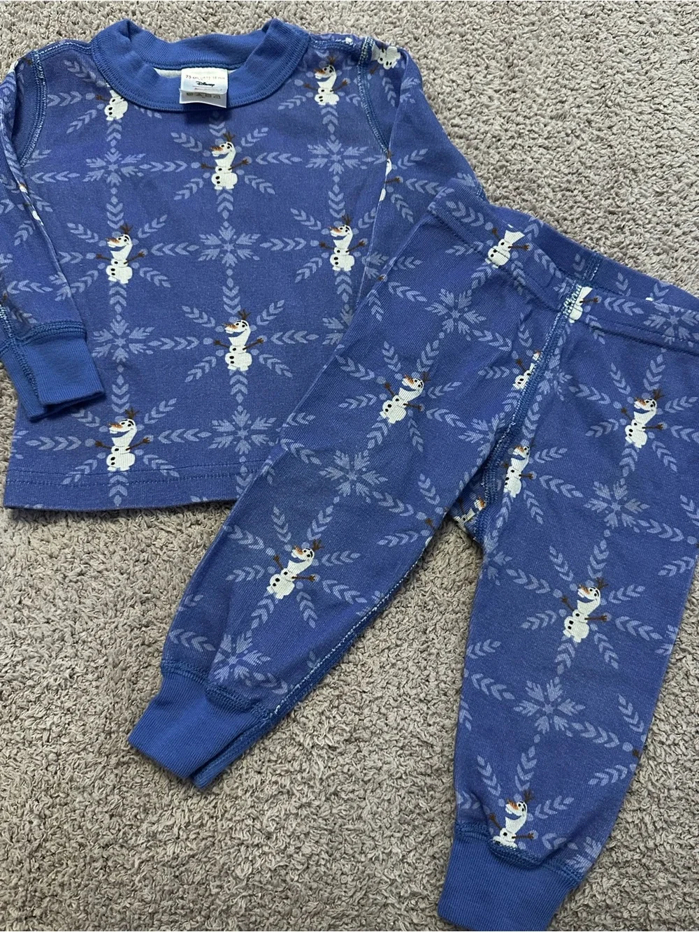 ❄️🦄 Girls 12-18M Pajama Bundle Disney Olaf + Glow Unicorn